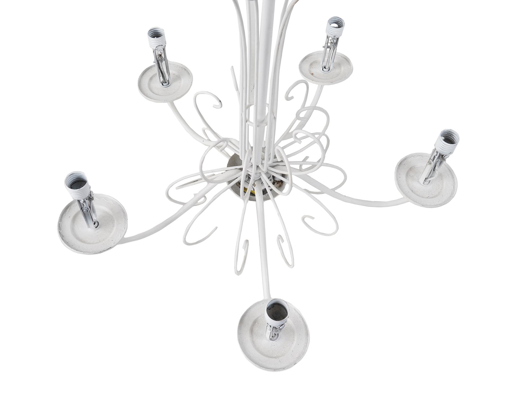 CLASSIC STYLE CEILING HANGING WHITE CHANDELIER PIC-3